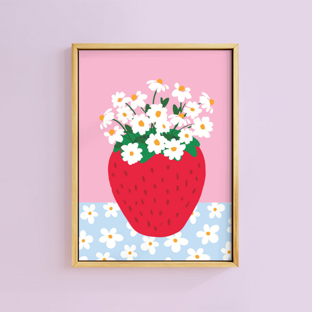 鉛筆画「Sweet strawberry ice cream」　B5大サイズ SWEET STRAWBERRY VASE PRINT – OhSoDaisy