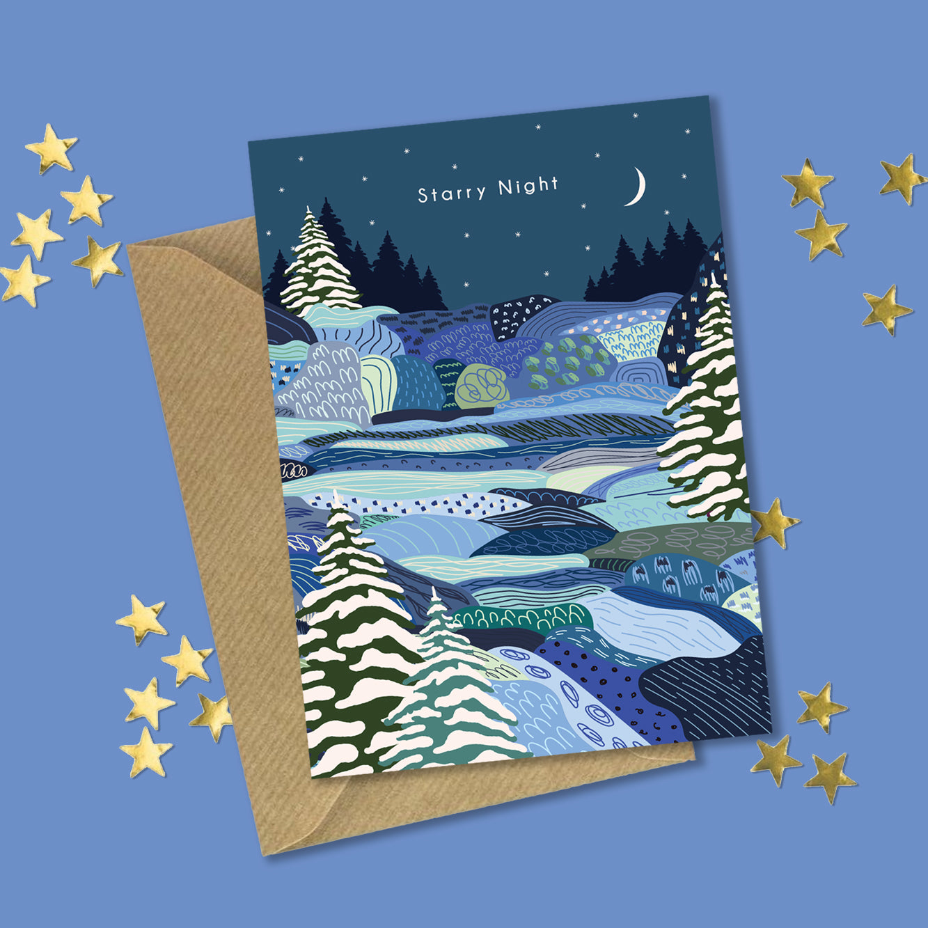 STARRY NIGHT CHRISTMAS GREETINGS CARD