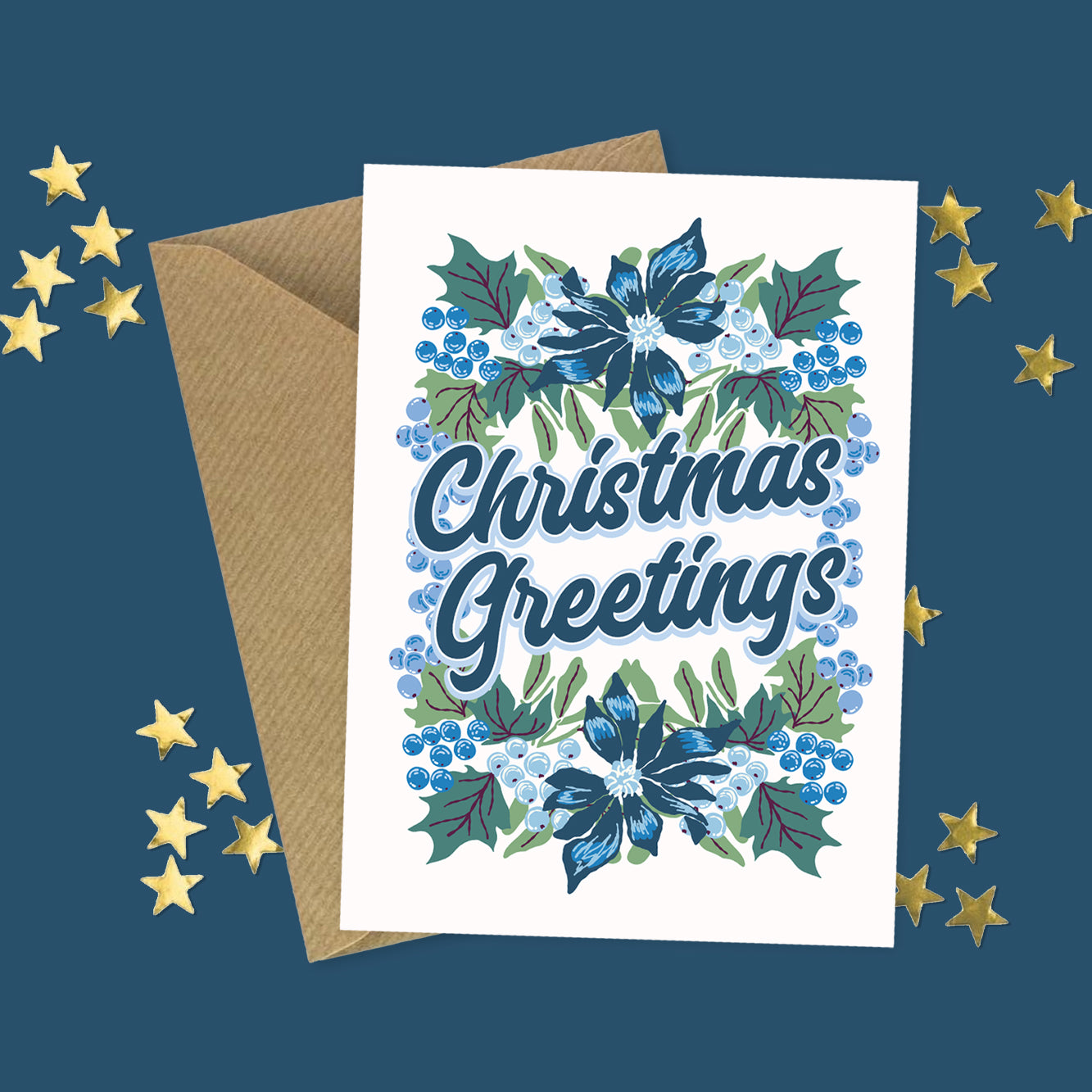 POINSETTIA CHRISTMAS GREETINGS CARD