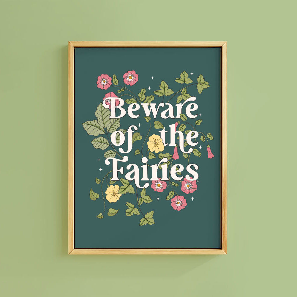 BEWARE OF THE FAIRIES GREEN PRINT