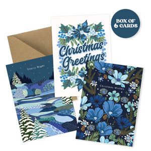 
            
                Load image into Gallery viewer, BOX OF 6 CELESTIAL WILFLOWER CHRISTMAS GREETINGS CARDS
            
        
