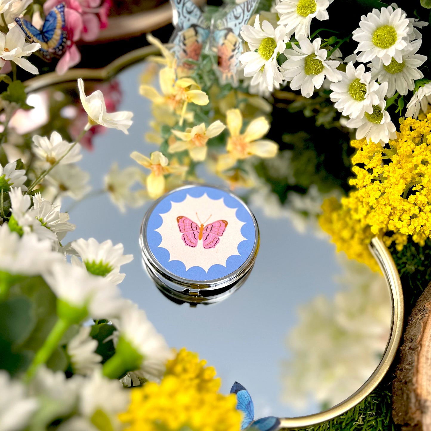BLUE BUTTERFLY COSMETIC MIRROR