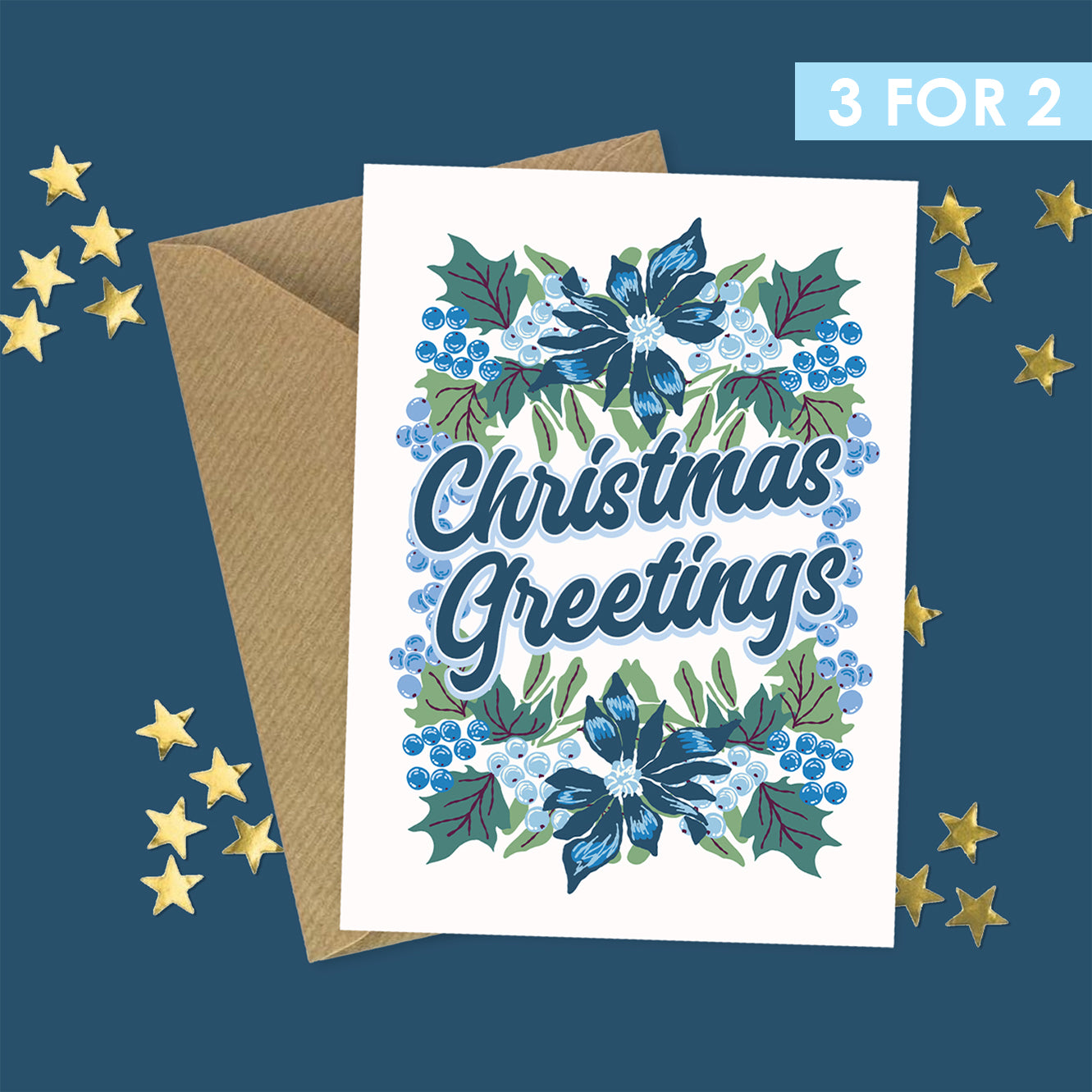 POINSETTIA CHRISTMAS GREETINGS CARD