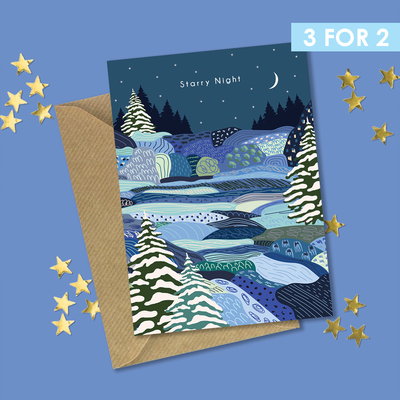 STARRY NIGHT CHRISTMAS GREETINGS CARD