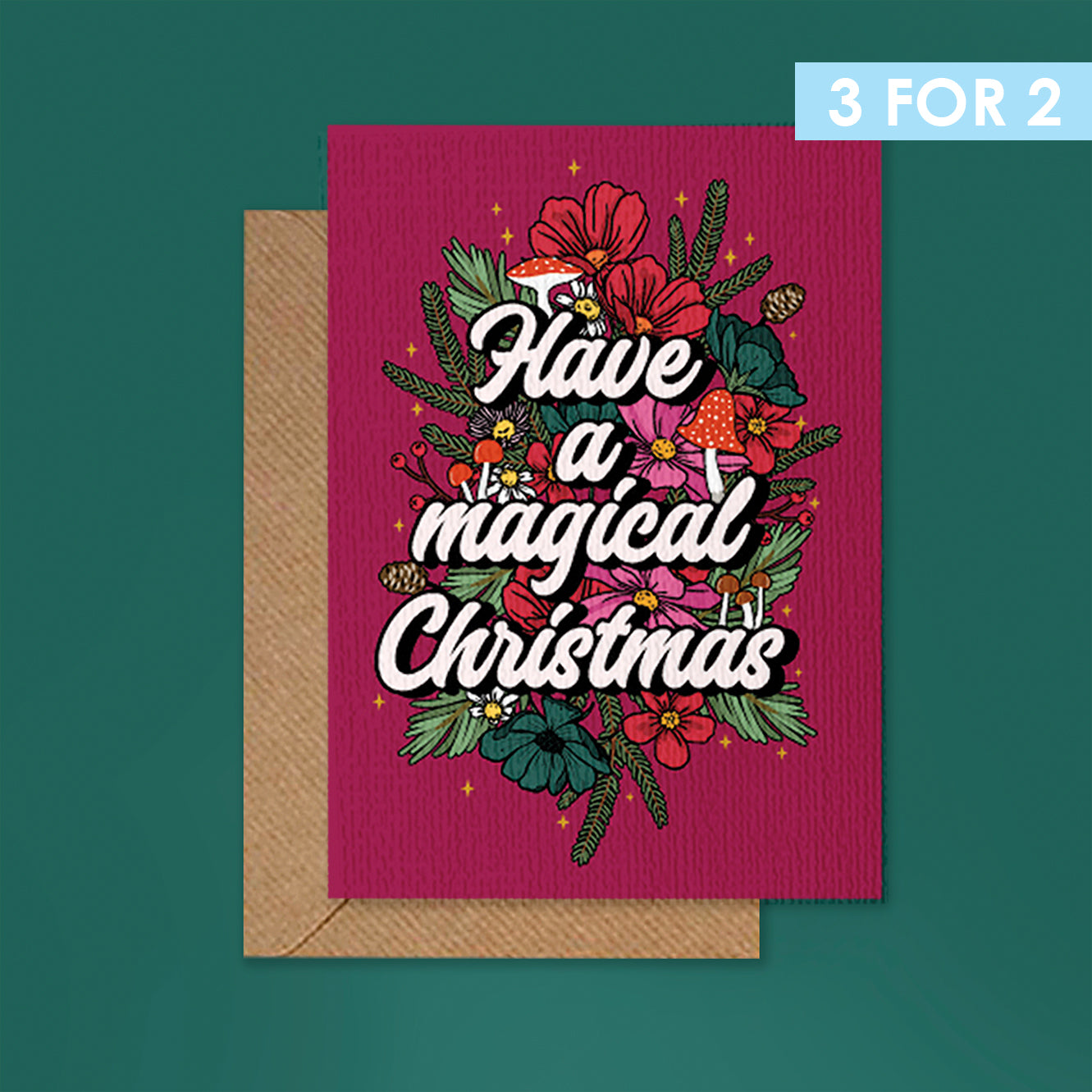 WOODLAND WILFLOWER MAGICAL CHRISTMAS GREETINGS CARD