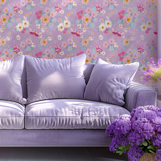 ALL IN A FLUTTER LILAC WALLPAPER