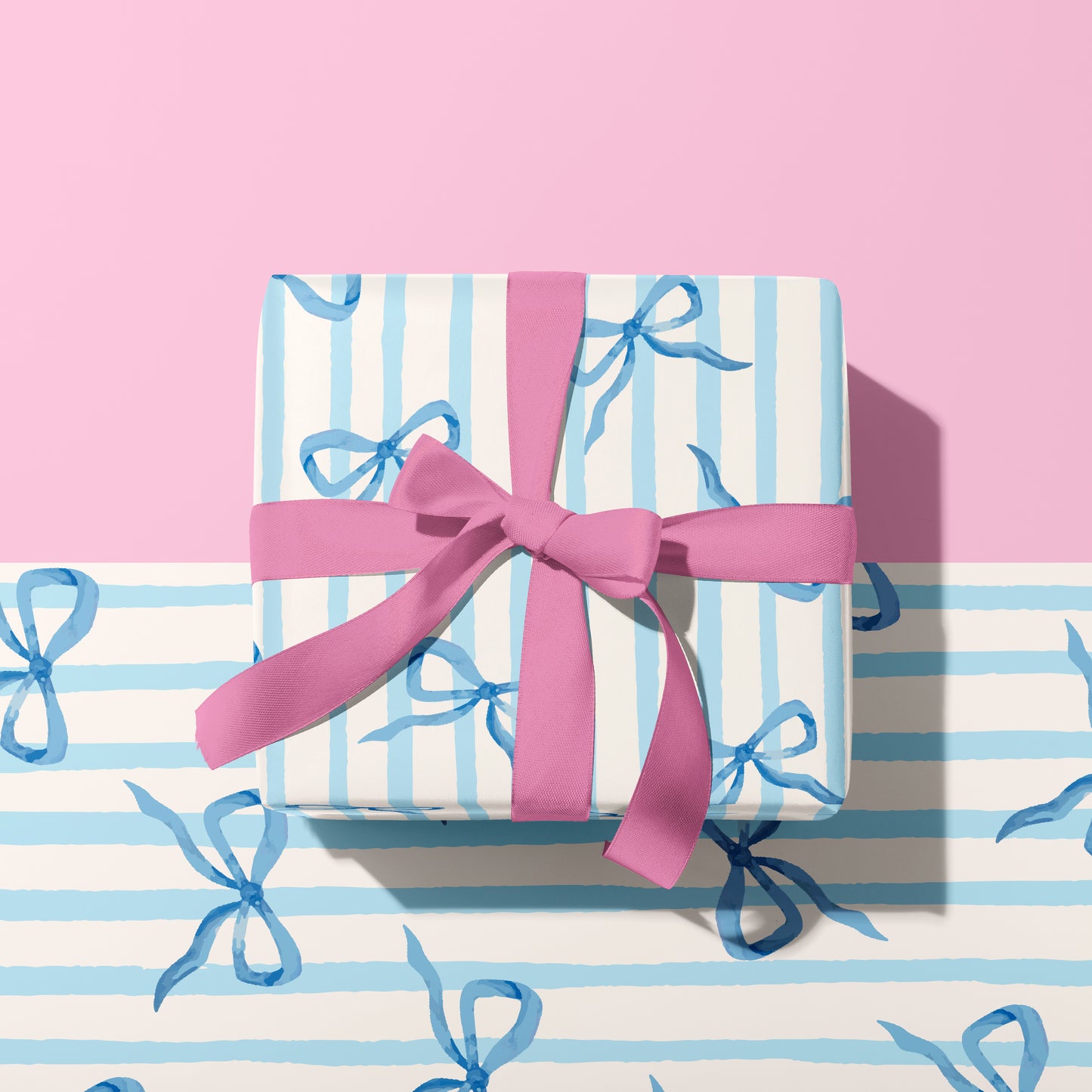 COQUETTE BLUE RIBBON GIFT WRAP SHEET