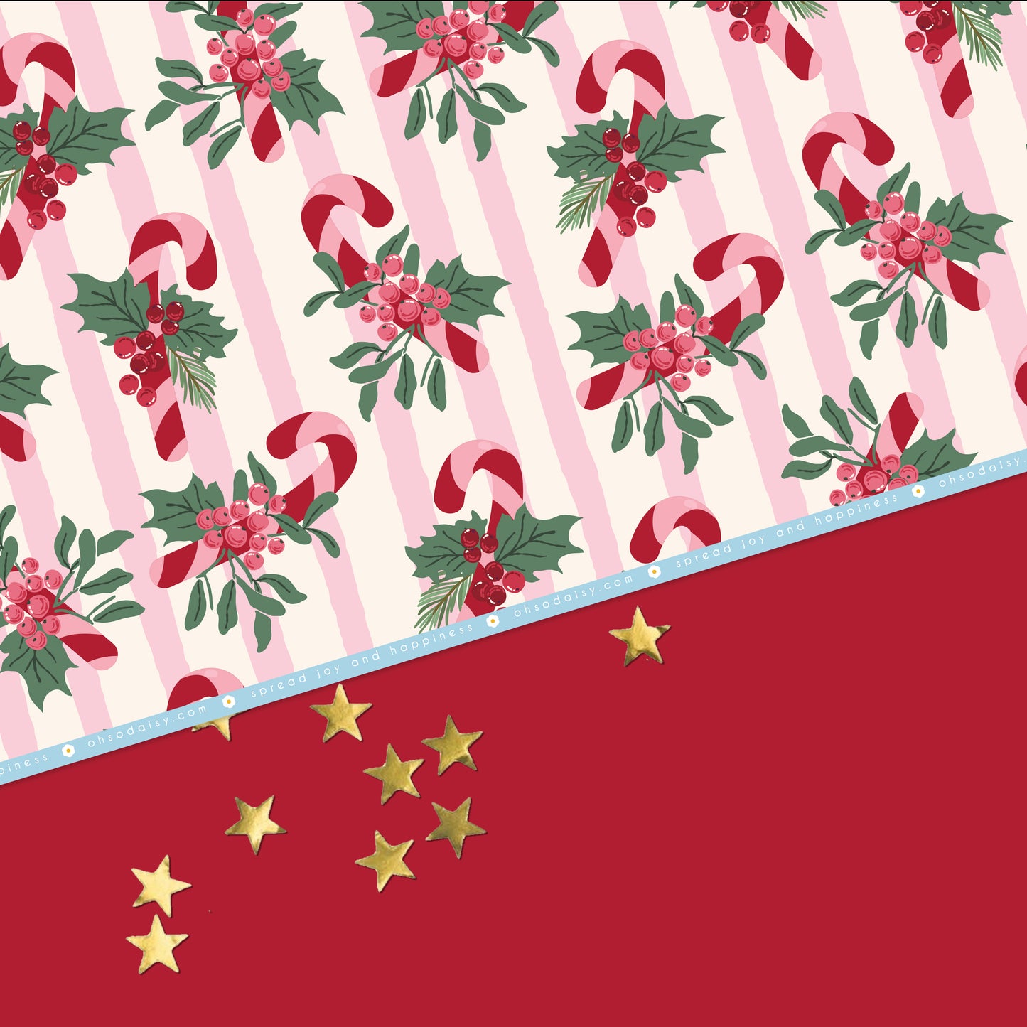 CANDY CANES CHRISTMAS GIFT WRAP SHEET