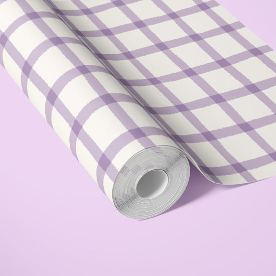 COTTAGE GINGHAM - LILAC WALLPAPER