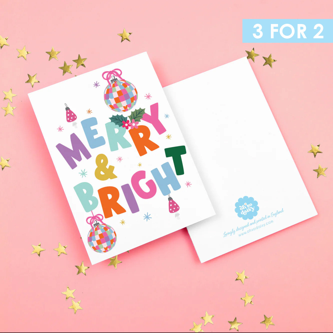 MERRY & BRIGHT CHRISTMAS GREETINGS CARD