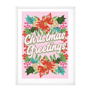CHRISTMAS GREETINGS PINK PRINT