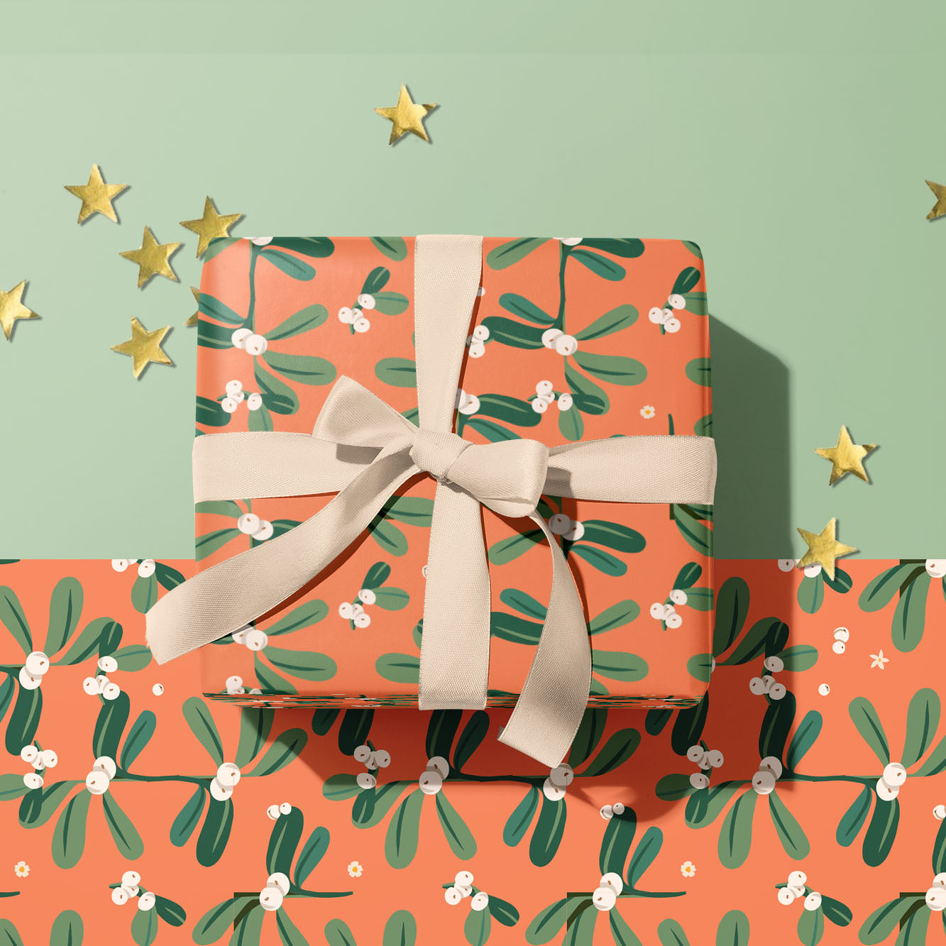 MISTLETOE CHRISTMAS GIFT WRAP SHEET