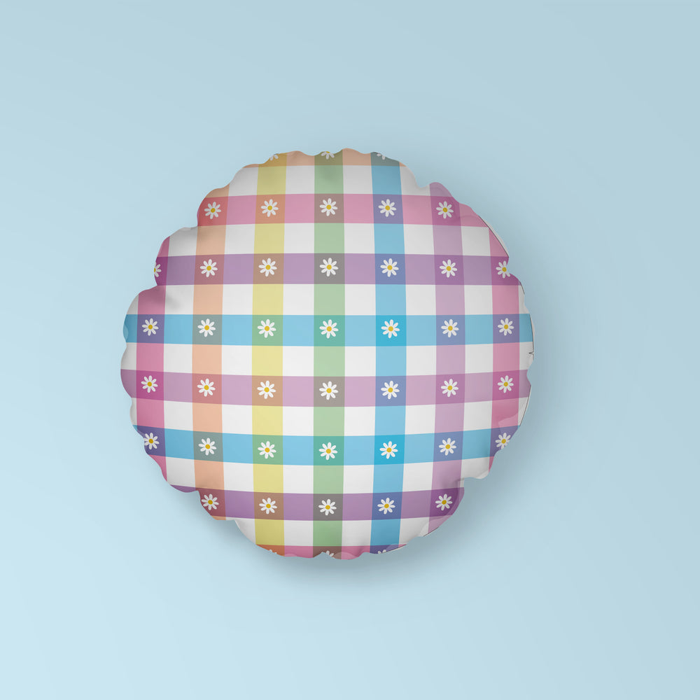 DAISY DAYS RAINBOW GINGHAM CUSHION + BEAN