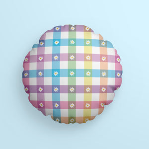 DAISY DAYS RAINBOW GINGHAM CUSHION + BEAN