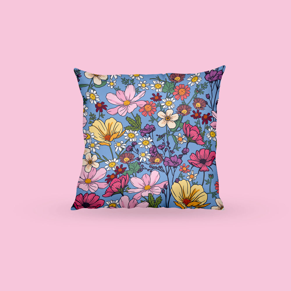 
            
                Load image into Gallery viewer, SHE&amp;#39;S A WILDFLOWER BLUE SQUARE CUSHION
            
        