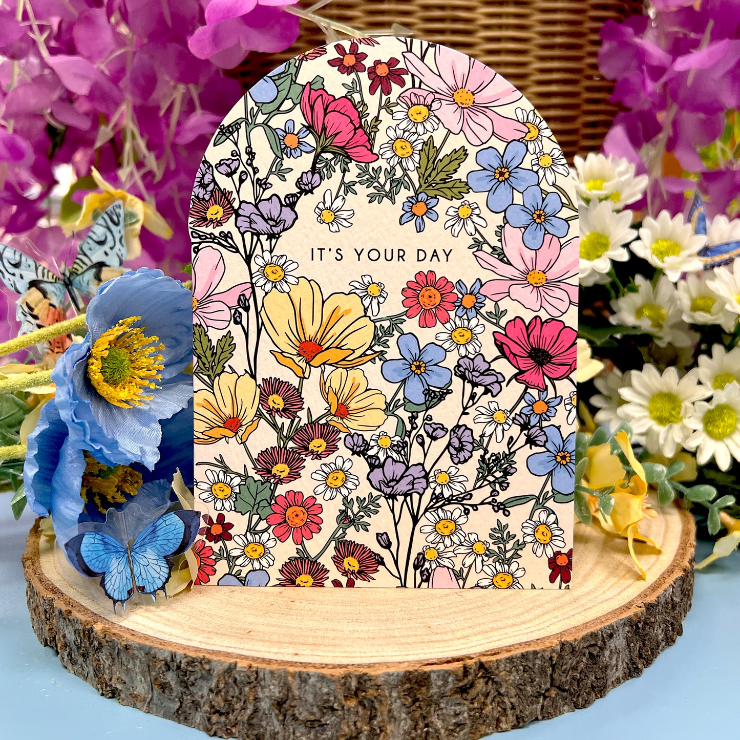 IT'S YOUR DAY SHE'S A WILDFLOWER SCALLOP CARD