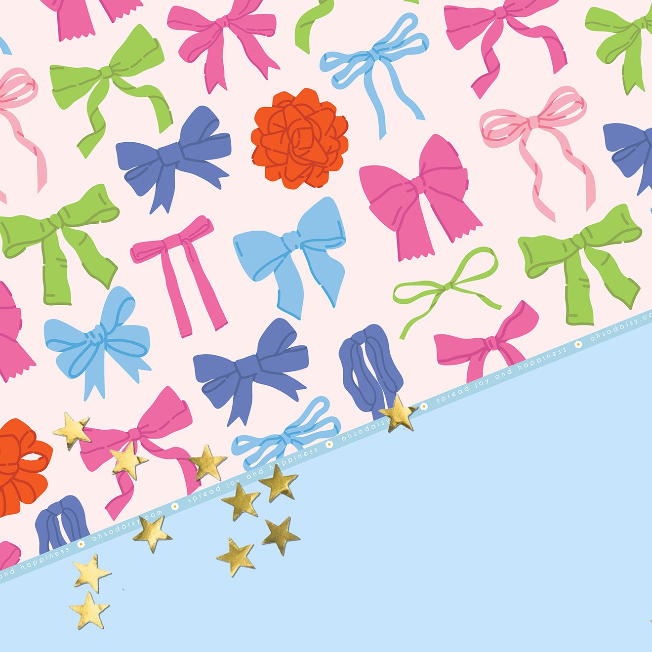 COLOURFUL BOWS CHRISTMAS GIFT WRAP SHEET