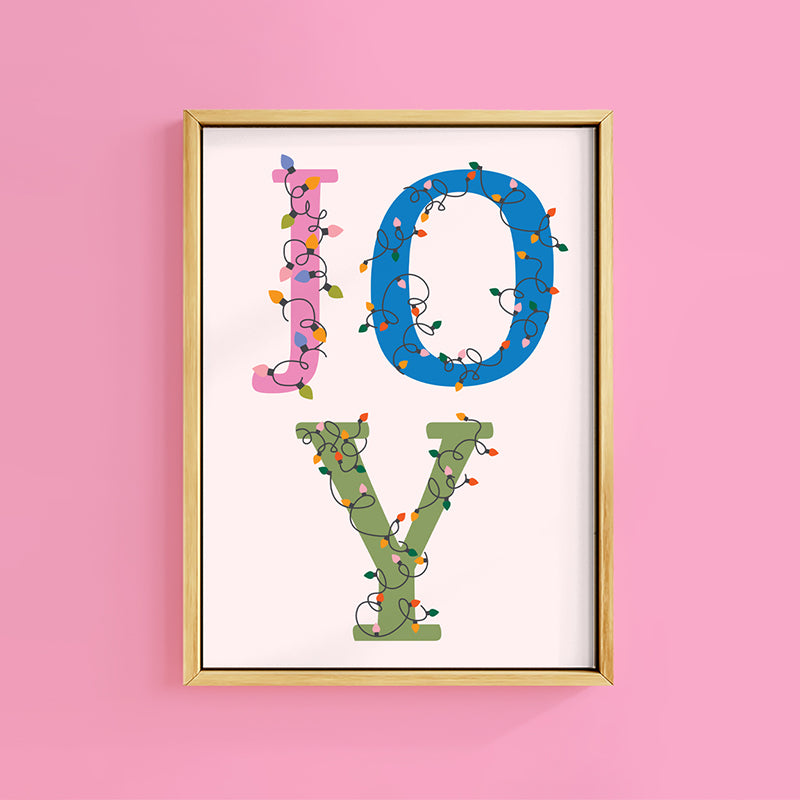 JOY COLOURFUL FAIRY LIGHTS PRINT