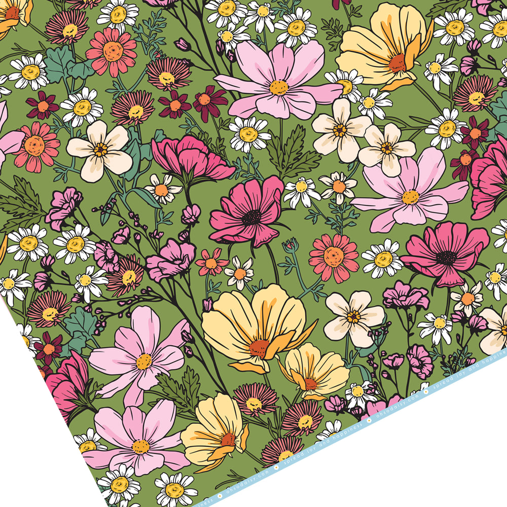 SHE'S A WILDFLOWER FOREST GREEN GIFT WRAP SHEET