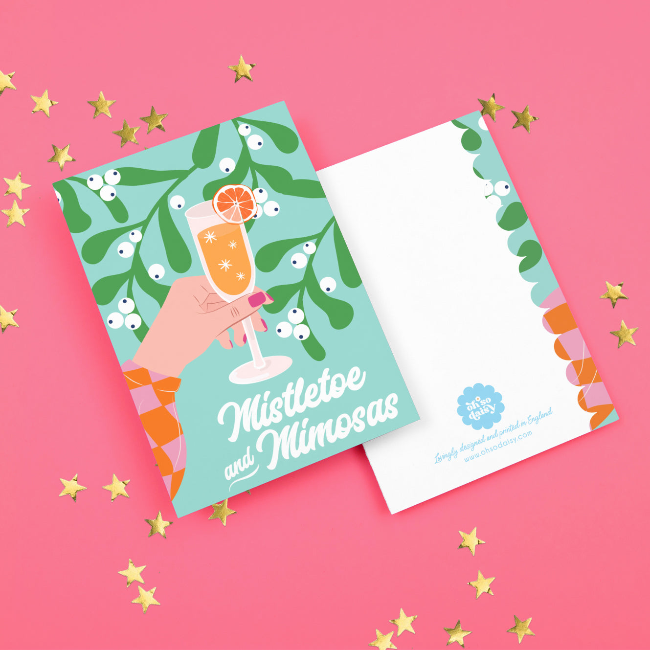 MISTLETOE & MIMOSAS CHRISTMAS GREETINGS CARD