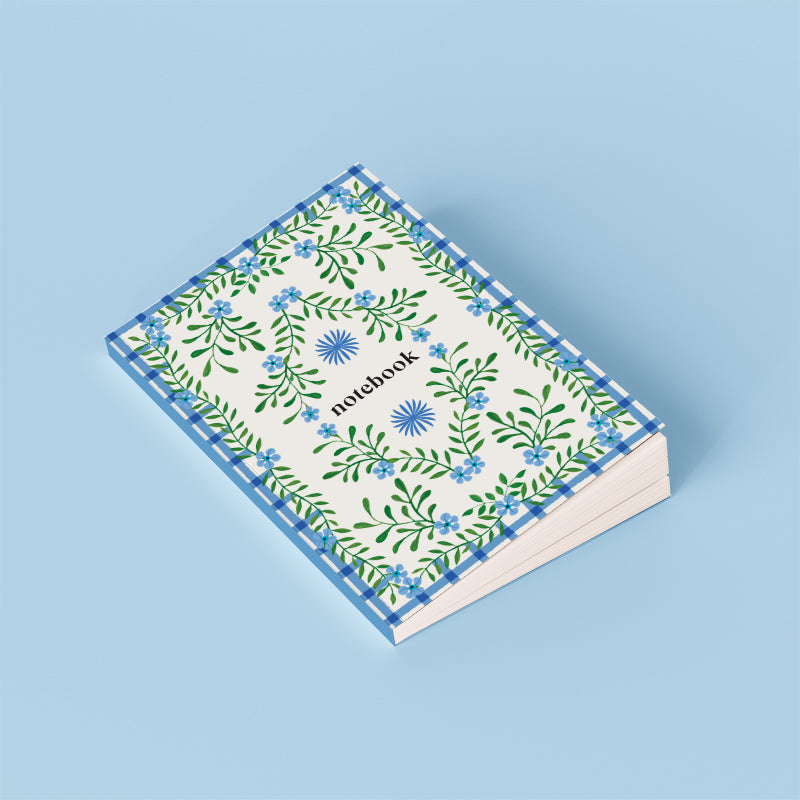 COTTAGE GINGHAM FORGET ME NOT SOFTCOVER NOTEBOOK