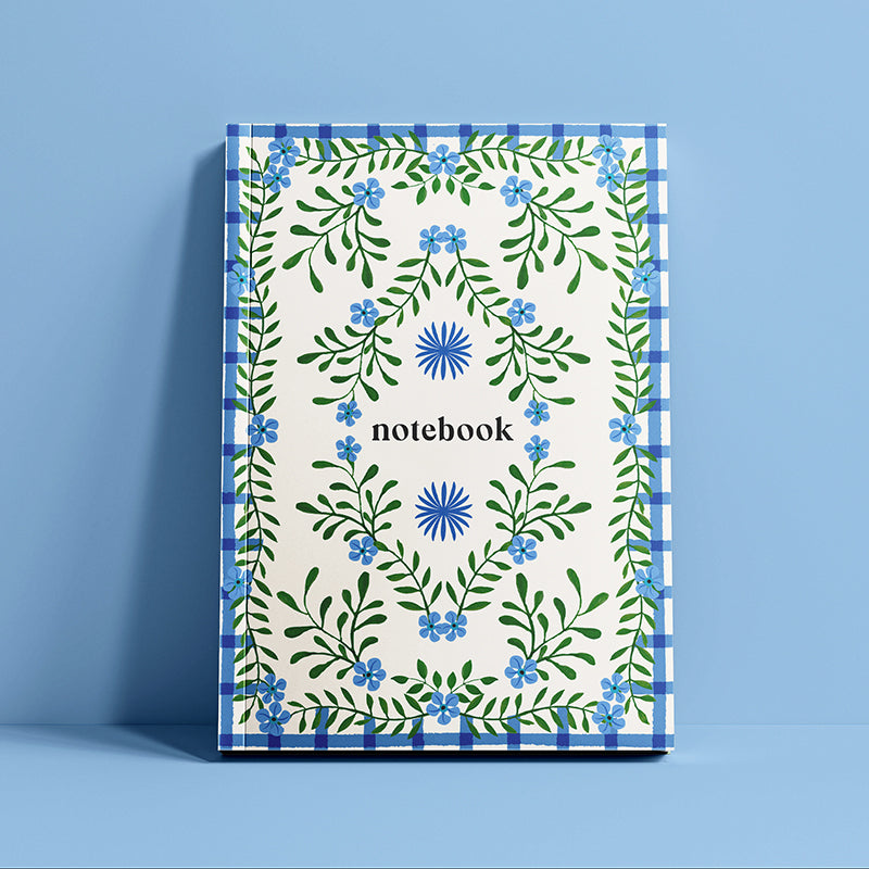 COTTAGE GINGHAM FORGET ME NOT SOFTCOVER NOTEBOOK