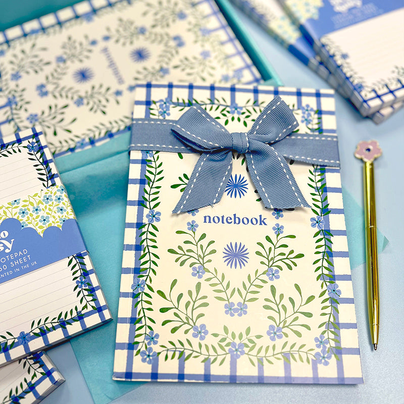 COTTAGE GINGHAM FORGET ME NOT SOFTCOVER NOTEBOOK