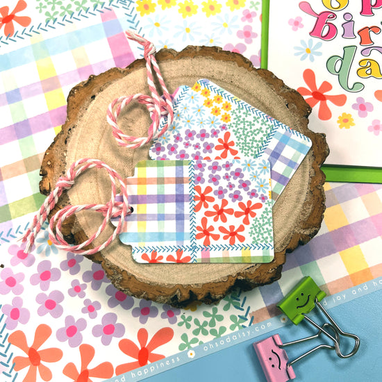 PATCHWORK GINGHAM GIFT TAGS (SET OF 2)