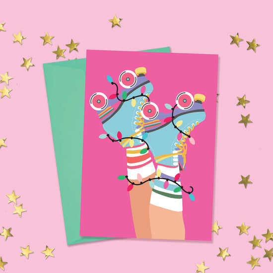 ROLLER SKATE CHRISTMAS GREETINGS CARD