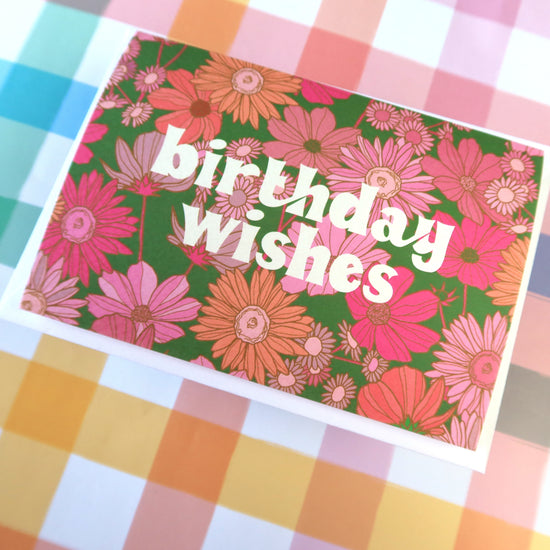 RETRO WILDFLOWER BIRTHDAY WISHES GREETINGS CARD