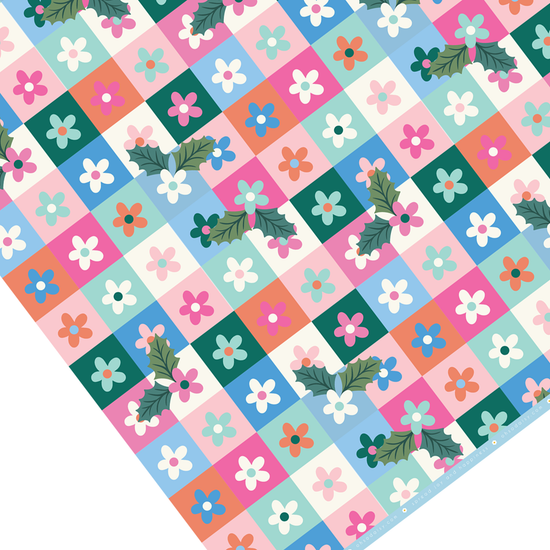 HOLLY DAISY GIFT WRAP SHEET