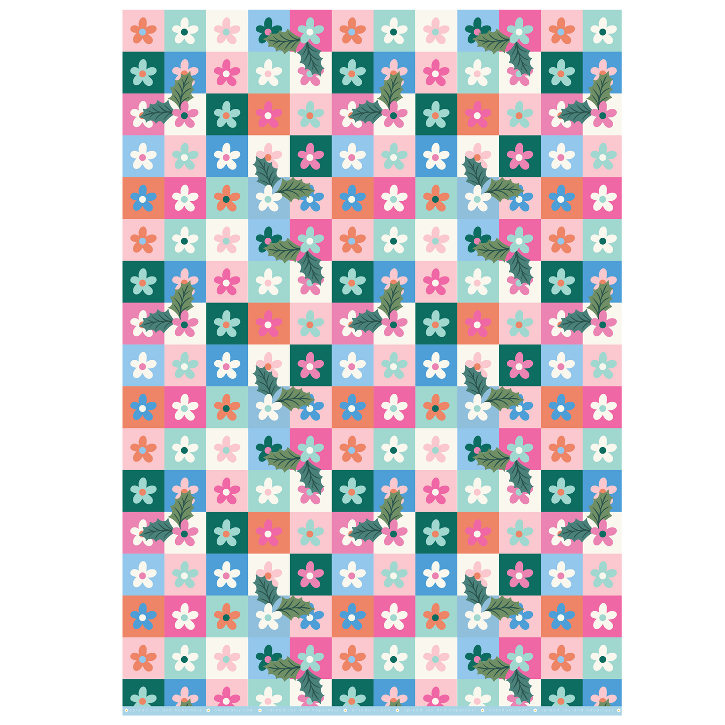 HOLLY DAISY GIFT WRAP SHEET