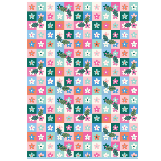 HOLLY DAISY GIFT WRAP SHEET