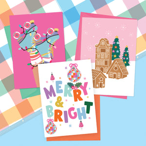 
            
                Load image into Gallery viewer, BOX OF 6 MERRY &amp;amp; BRIGHT CHRISTMAS GREETINGS CARDS
            
        
