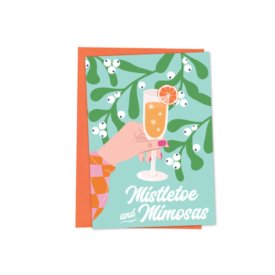 MISTLETOE & MIMOSAS CHRISTMAS GREETINGS CARD