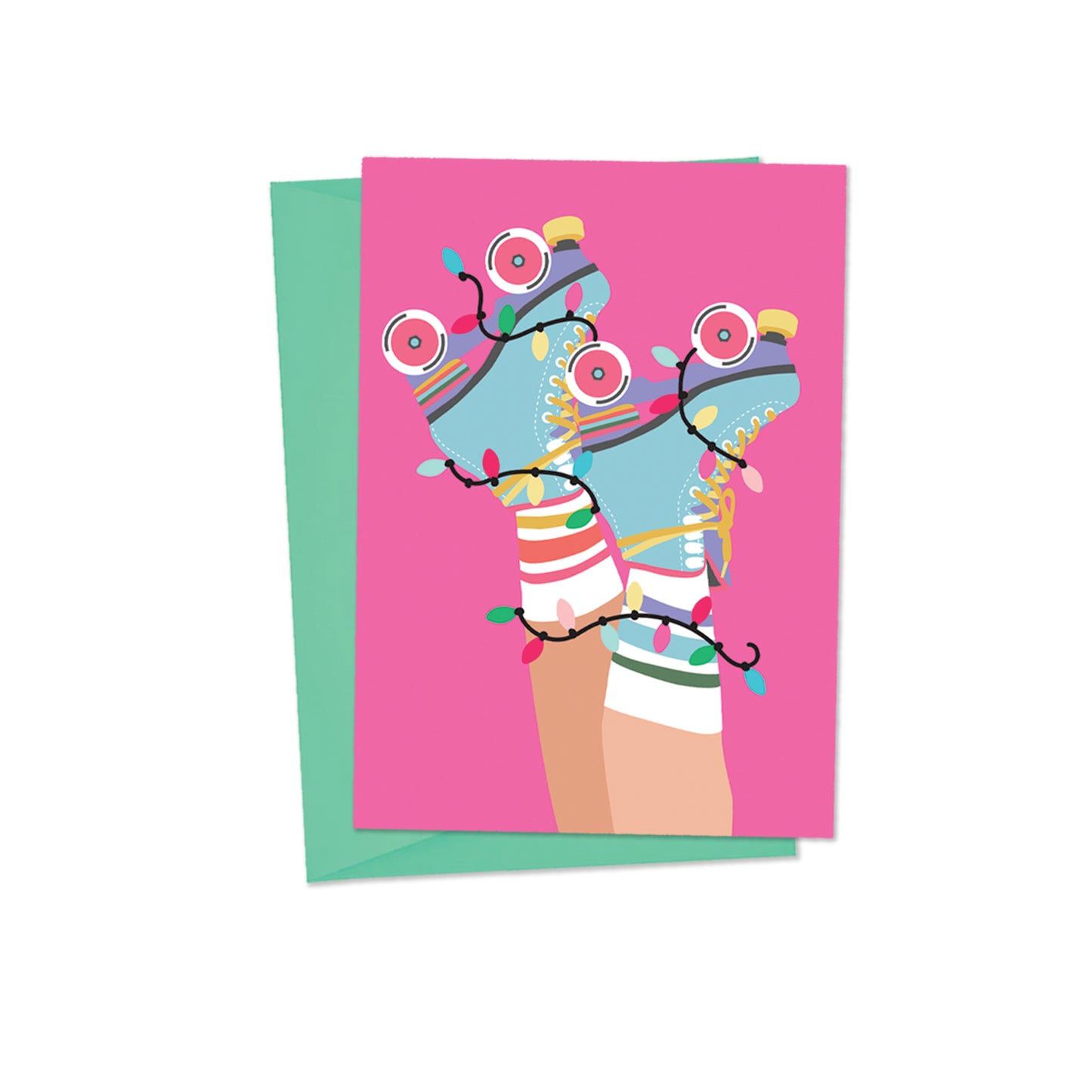 ROLLER SKATE CHRISTMAS GREETINGS CARD