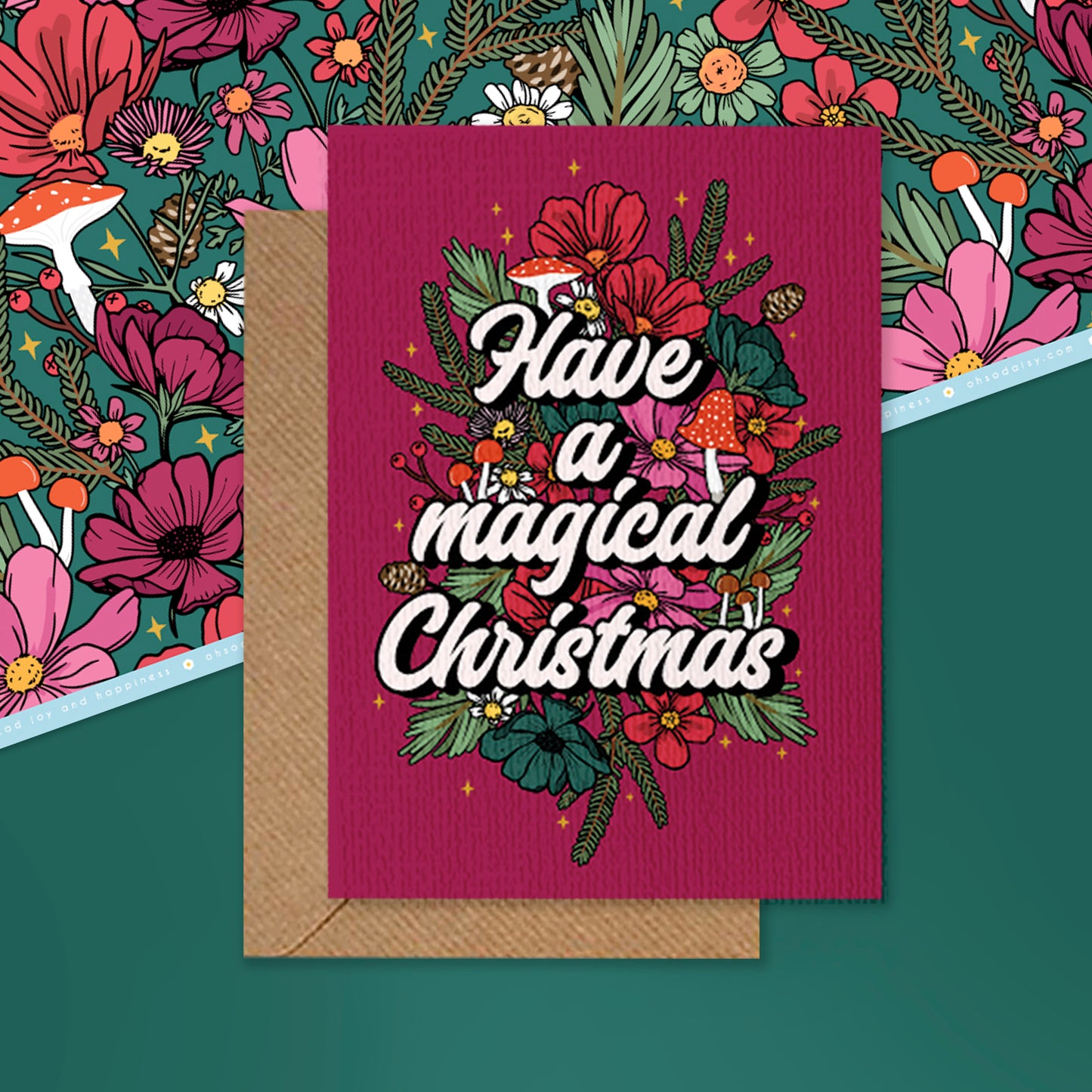 WOODLAND WILFLOWER MAGICAL CHRISTMAS GREETINGS CARD