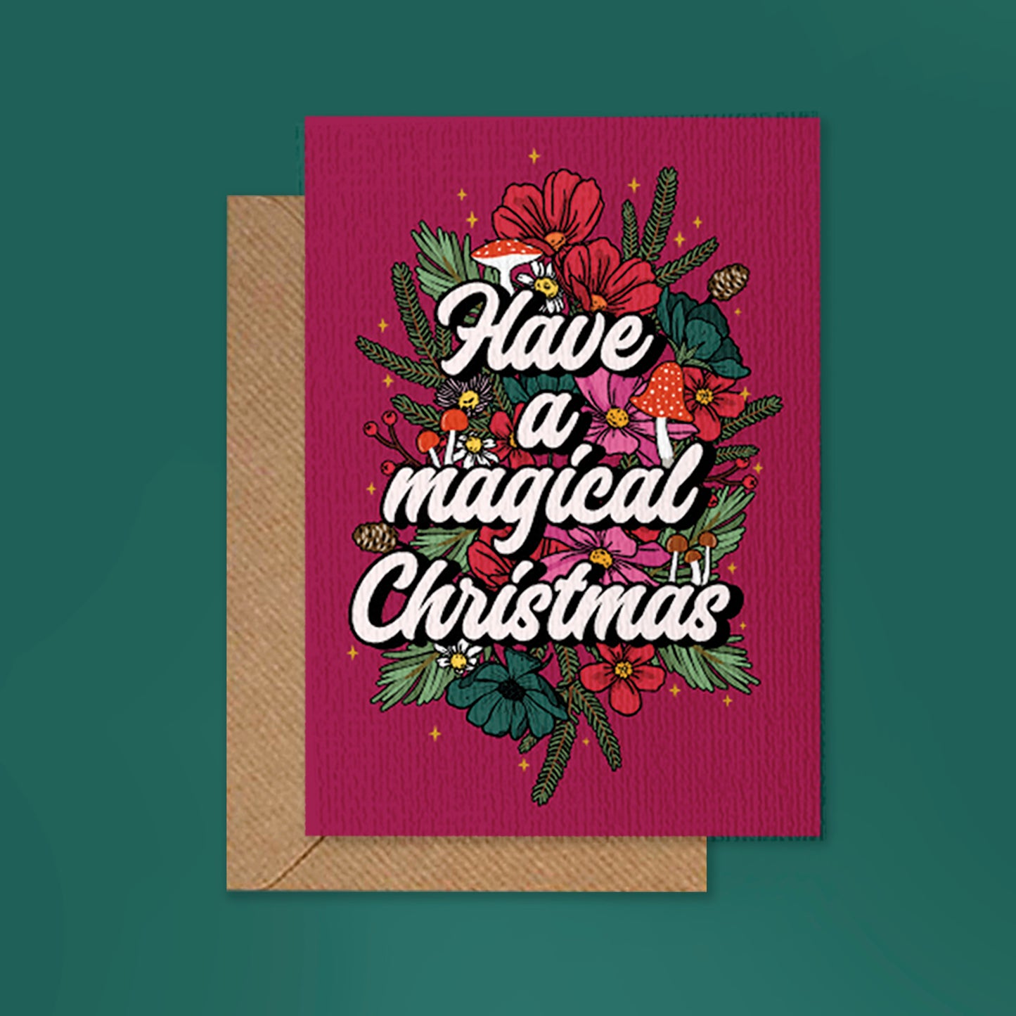 WOODLAND WILFLOWER MAGICAL CHRISTMAS GREETINGS CARD