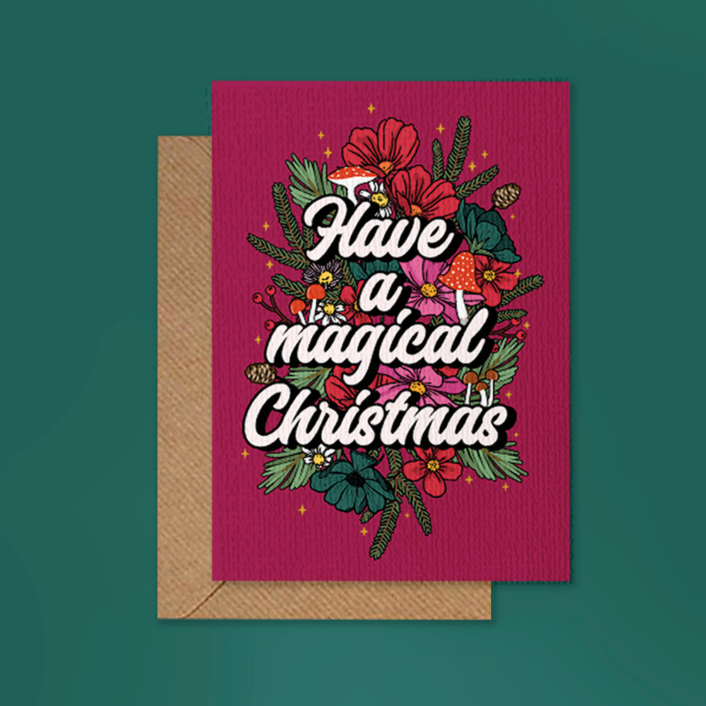 BOX OF 6 WOODLAND WILFLOWER CHRISTMAS GREETINGS CARDS